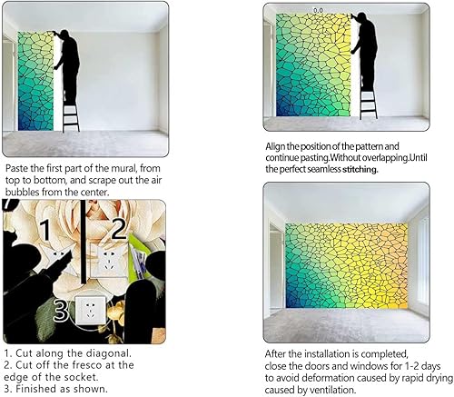 Miniatura 4 de Papel Tapiz para Pared De Sala Elegante Yellow Backsplash Wallpaper Mosaic Decor Art for Bedroom Easy to Clean (W) 59" X(H) 48"