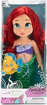 Disney Store Bambola della Sirenetta della Collezione Animator, Ariel, 39 cm/15", con Capelli realistici, Outfit e Morbido Peluche di Flounder di Raso, Bambola di Principessa da Collezione, età 3+