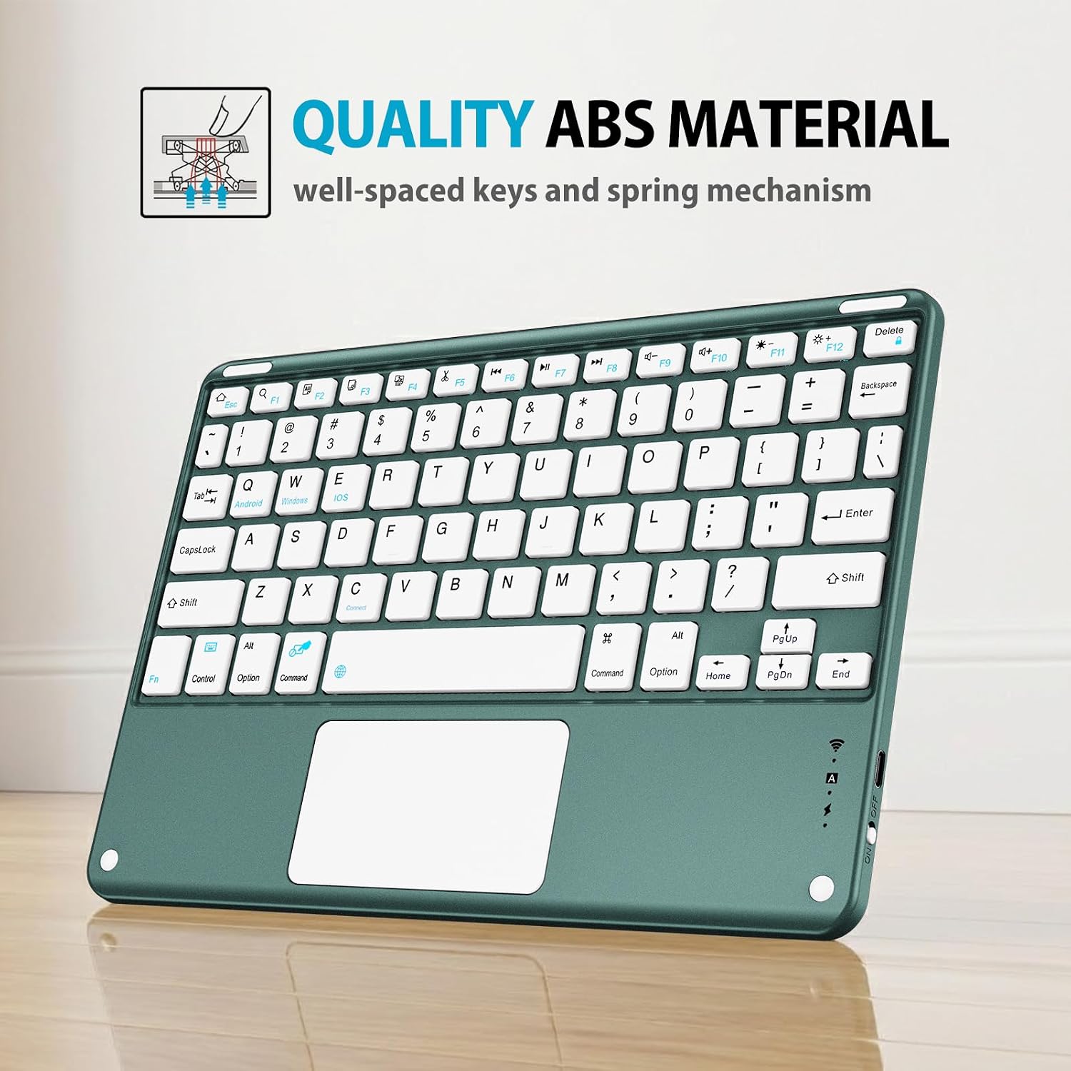 ProCase Wireless Detachable Touchpad Keyboard Case for 11" Galaxy Tab A11 Plus (2025) & Tab A9 Plus (2023), Type-C Rechargeable, Multi-Angle Stand Folio Cover for Work, Study & Travel -Mgreen