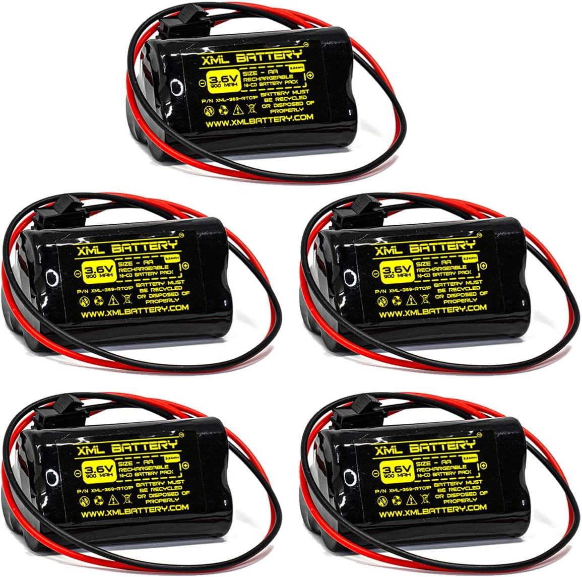 (5 Pack ELB-B001 Lithonia ELBB001 Unitech AA900MAH 3.6v 900mAh Ni-CD Rechargeable Battery Pack Replacement for Exit Sign Emergency Light