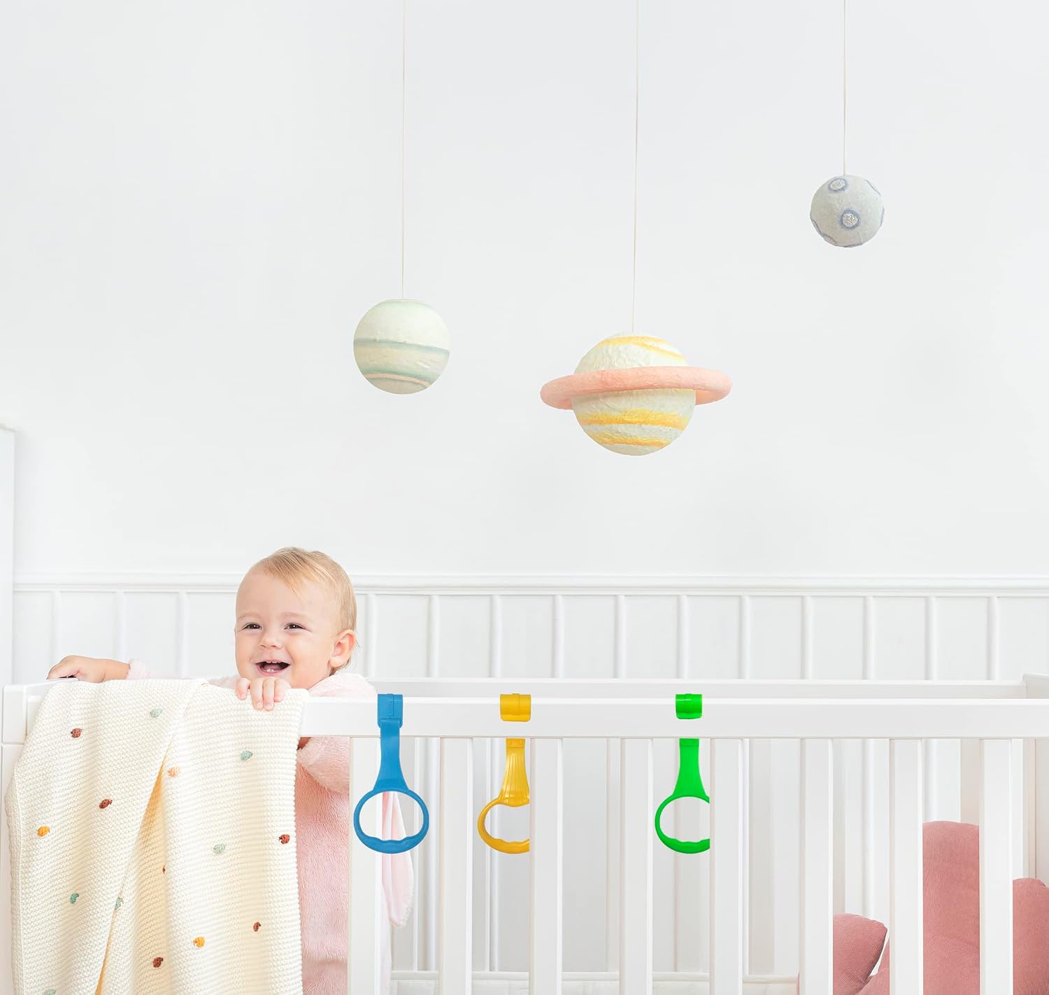 Baby Pull Up Ring 8 Pack Walk Assistant Multi-Color Convient Handles for Kids and Toddler