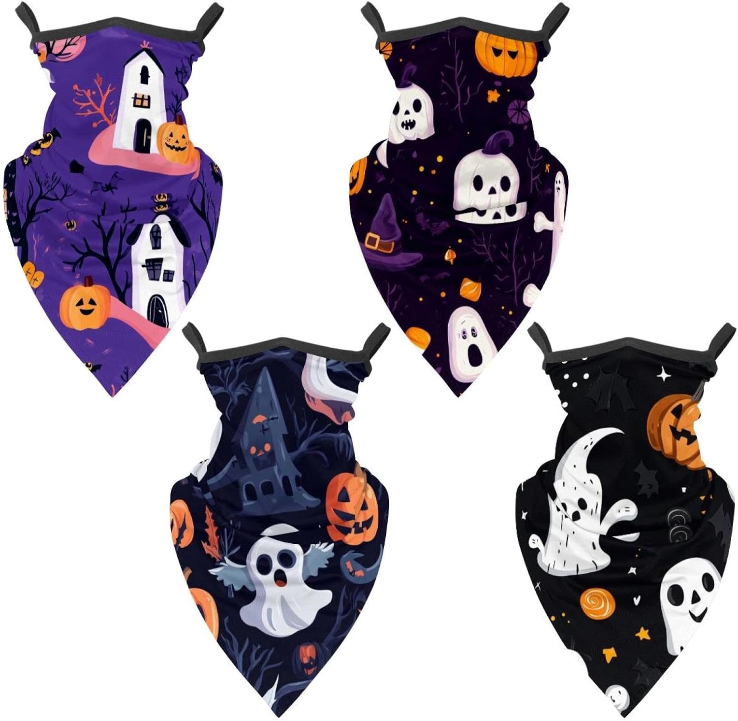 4 Pieces Halloween UV Protector Scarf, Summer Cooling Neck Gaiter for Men/Women