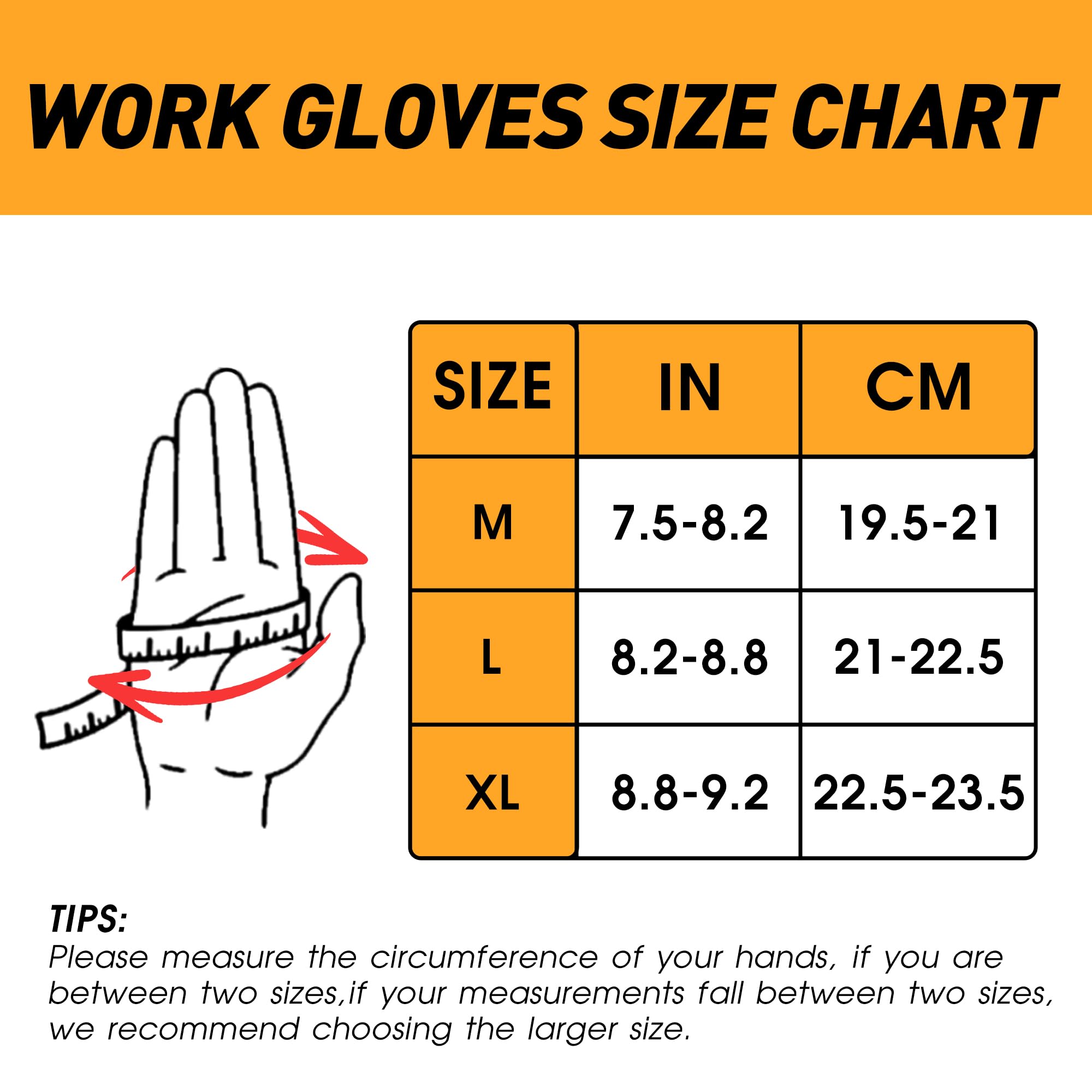 Guantes antivibración, guantes reflectantes de alta visión, pantalla táctil, flexible con parte trasera de elastano y antivibrantes, (XXL, naranja (6 pares))