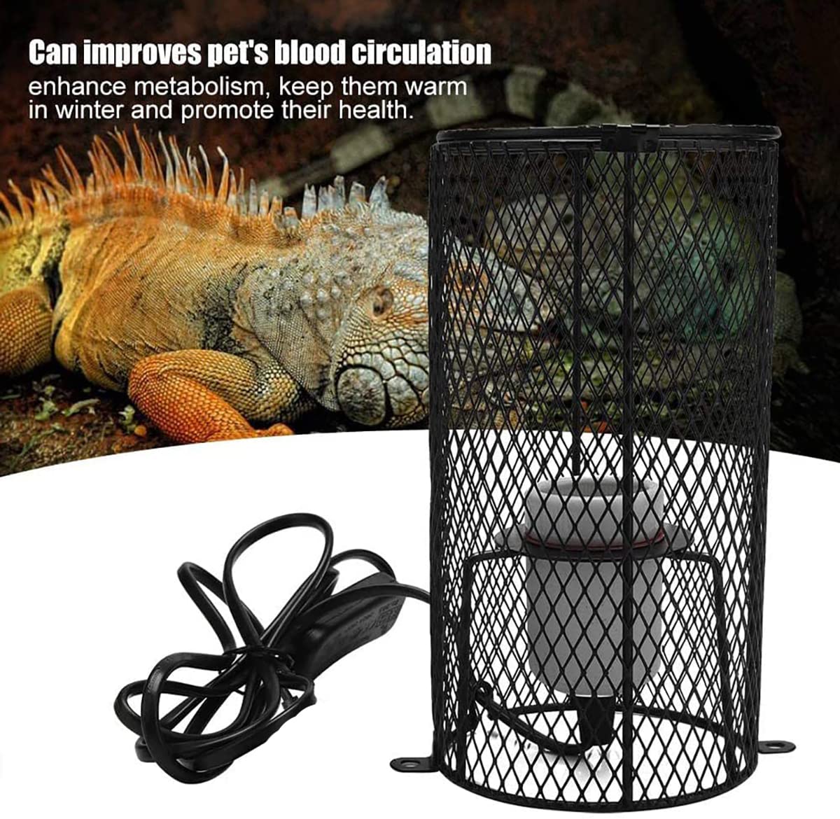 Pantalla Lámpara Resistente Al Calor Reptil, Pantalla Lámpara Calefacción Reptil, para Loros, Lagartos, Tortugas Marinas,25W