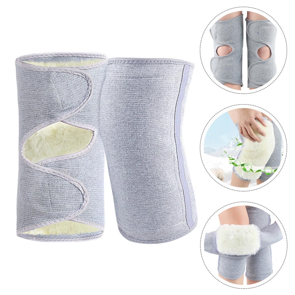 VALICLUD Genouillères D’hiver en Laine Épaisse Taille Unique Gris Protection Thermique Souple pour Cyclisme Travail Outdoor Confort Solide et Chaud pour Sport et Activité Hivernale