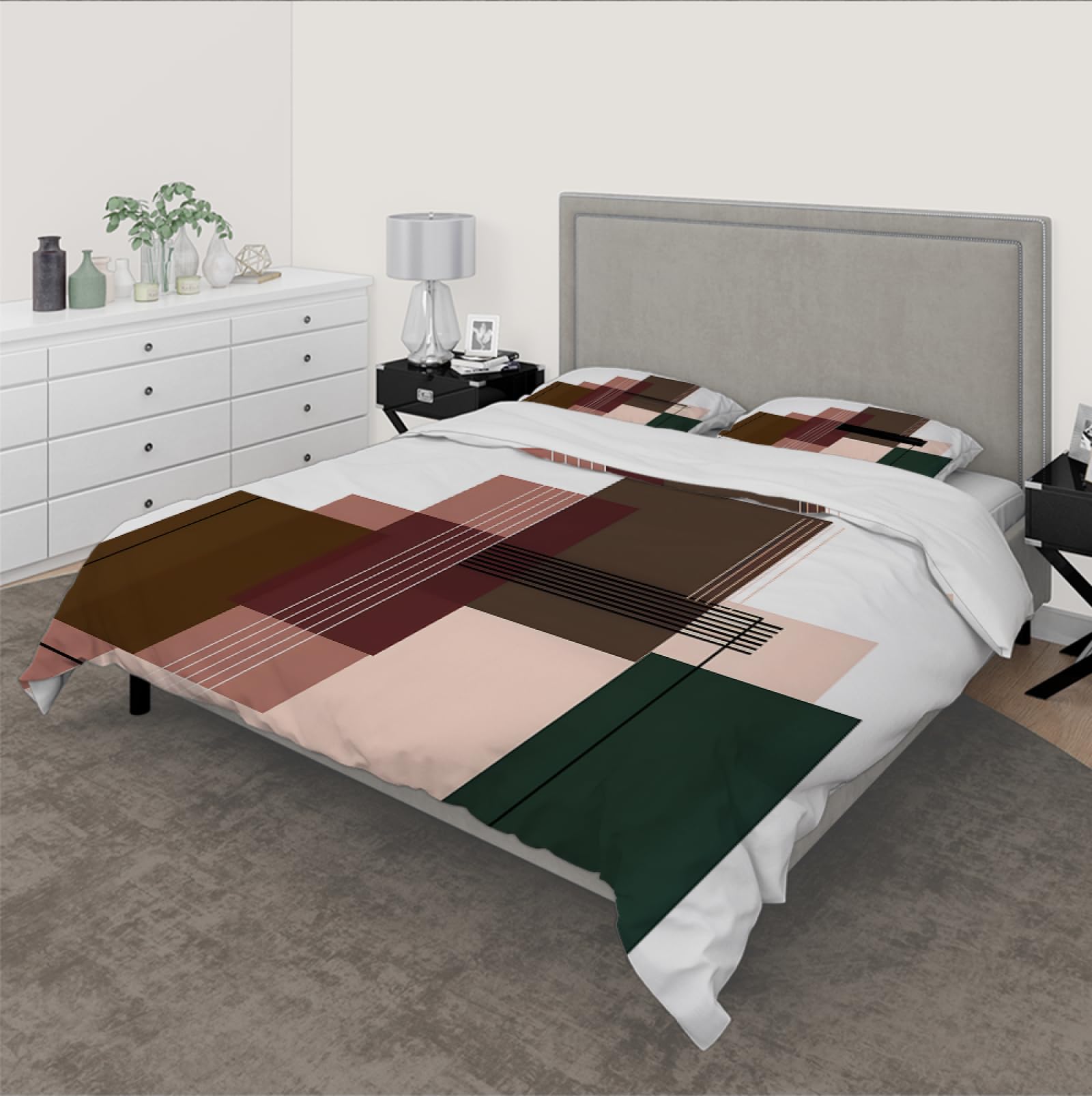 Nowoczesna poszwa na kołdrę z abstrakcyjną mozaiką geometryczny wzór zestaw pościeli z mikrofibry 3 sztuki na wszystkie pory roku 155x200cm