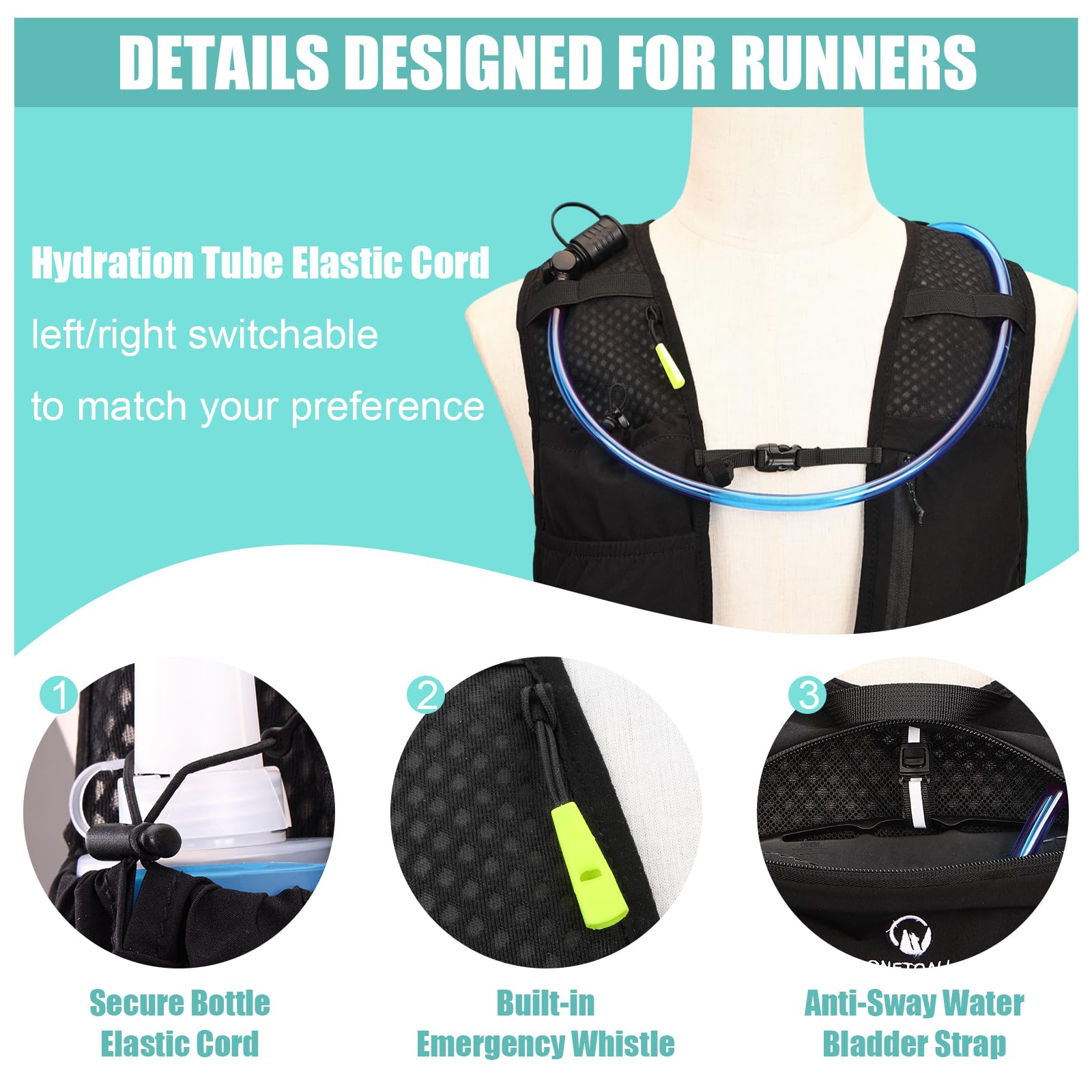 Running Vest Women, Lightweight Hydration Vest Mens, Breathable Running Backpack Gifts for Trail Running, Marathon, Cycling, Hiking, Skiing — view 10