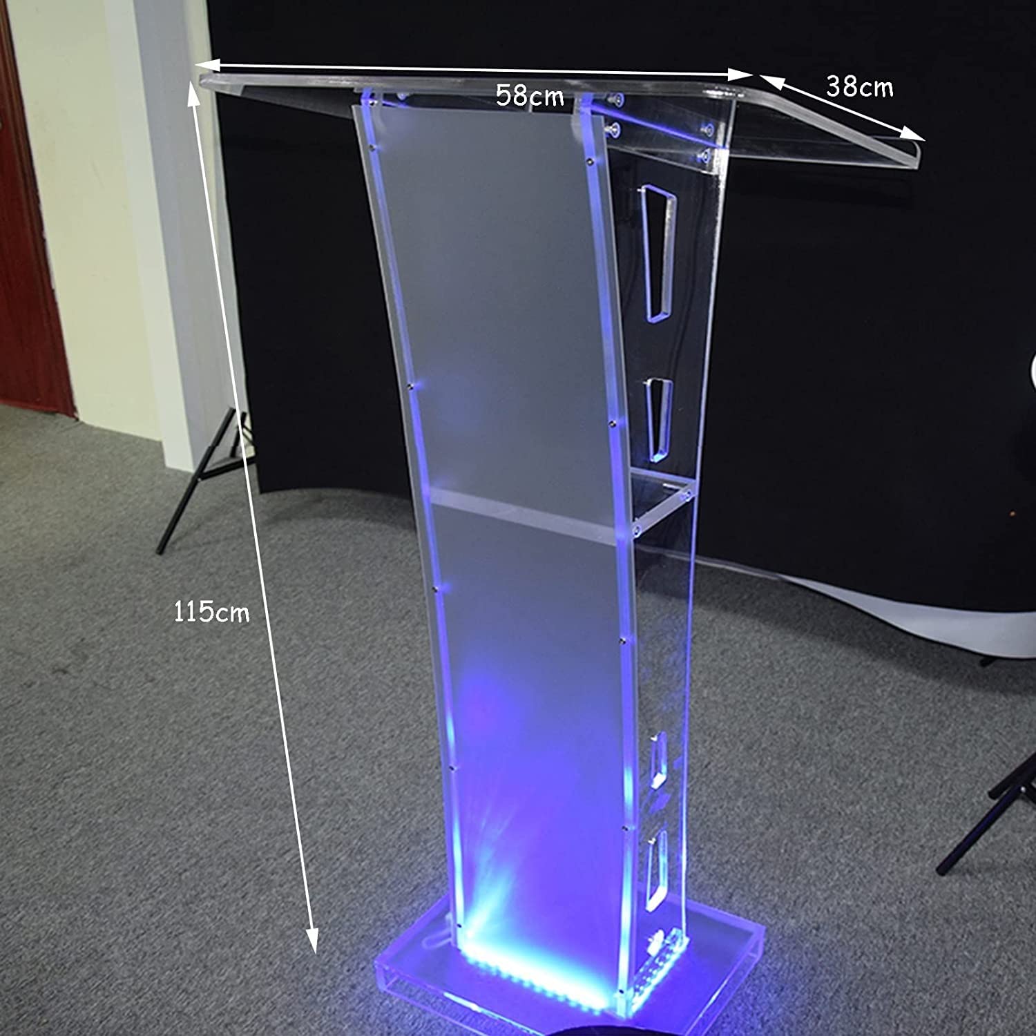 Transparenter Podiumständer mit 7-farbiger LED-Fernbedienung – Mehrzweck-Konferenzständer für Kirche, Schule und Veranstaltungen – ideal zum Lesen und Präsentieren