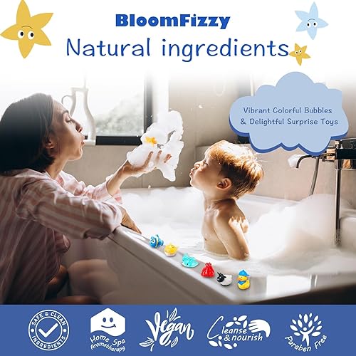 Miniatura 5 de 30 bombas de baño sorprendidas para niños, juego de regalo de bombas de baño con juguetes de animales terrestres y marinos en el interior, seguro