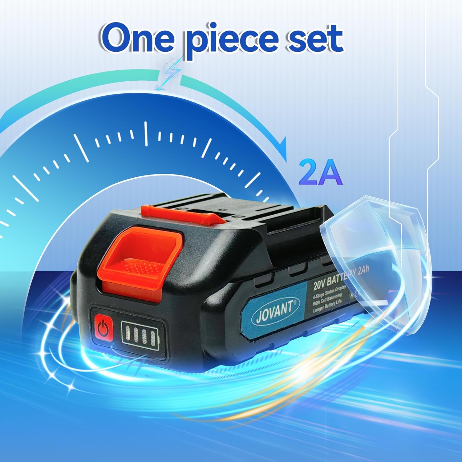 20V 2.0Ah Lithium Ion Battery, Replacement Battery with Cell Balancing Function Compatible Chainsaws, Drills, Nail Guns and Pruning Shears