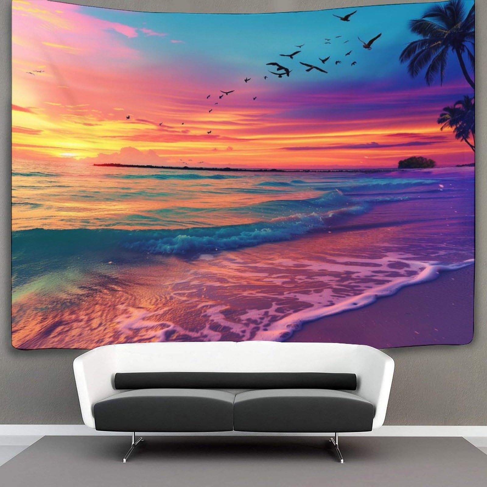 Gxyuaoief Style-3 3D Beach Sunset Print Wall Blanket Home Decoration Bedding Poster Wall Art Tapestry Wall Hanging Tapestries Soft Polyester For Bedroom,Decorations Beach Blanket College Dorm 100Cmx150cm