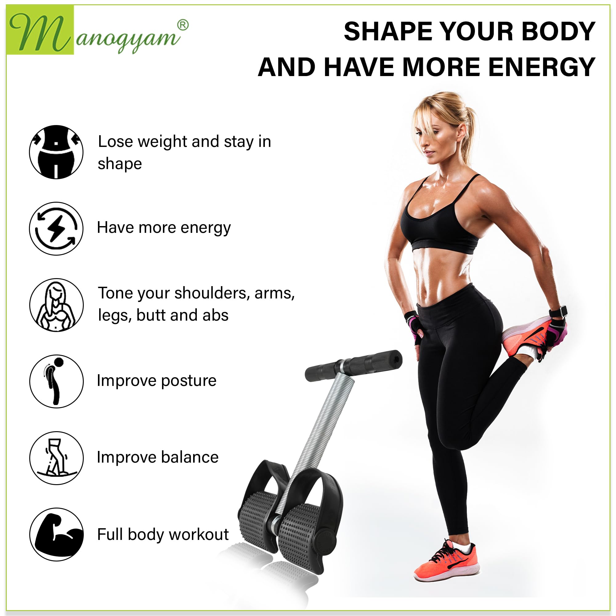 MANOGYAM Tummy Trimmer | Waist Trimmers | Single Spring Tummy Trimmer | Ab Exerciser | Body Toner | Fat Burner | Fitness Equipment | Abdominal Exercise for Men & Women 1