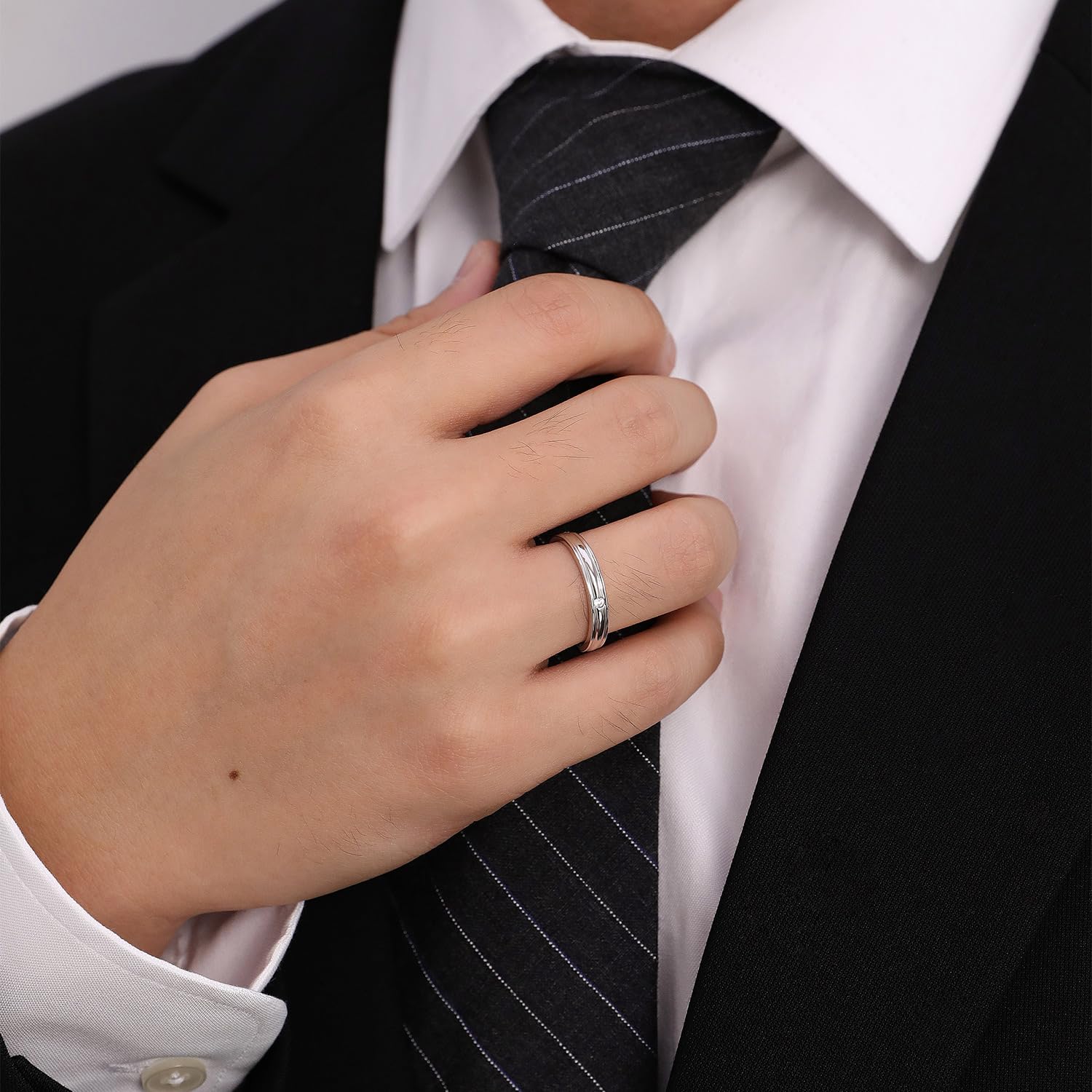 Meissa Anillo Pareja para Hombre y Mujer Alianzas de Plata Pareja Anillo de Boda Promesa Compromiso Plata 925 Regulable Anillo Regalo Aniversario (Juego de dos anillos)