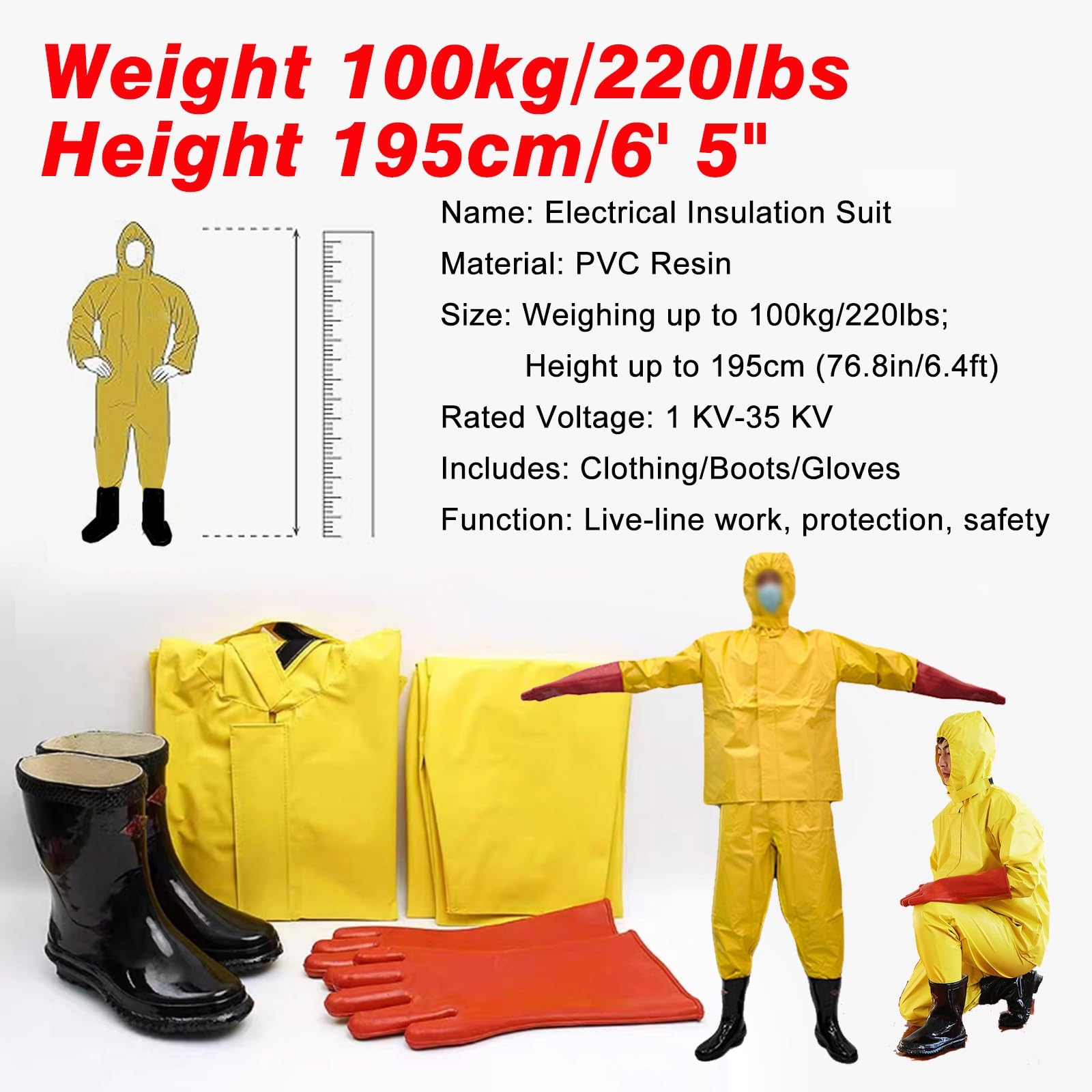 Traje Aislante Ignífugo, Equipo De Rescate De Seguridad Eléctrica para Bomberos, Ropa De Trabajo Aislante Impermeable, Antielectrocución.(1 KV)