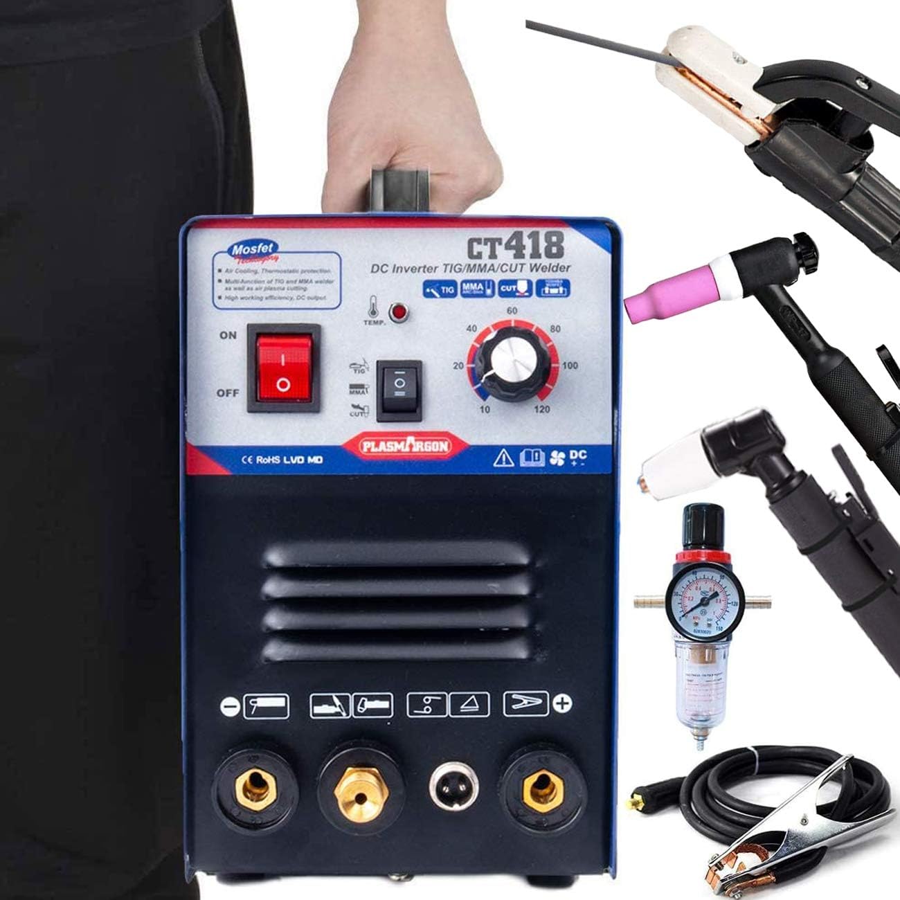 CT418 TIG/MMA/CUT 3 in 1 Multi-functional Welder Equipment Inverter Portable Multifunction Welding machine Dual voltage 110/220V - - 