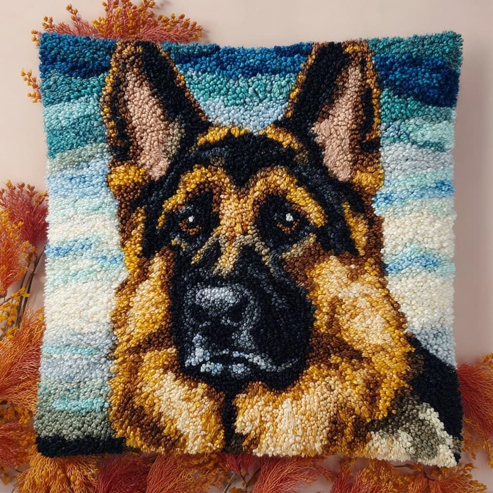 AxiangziK Latch Hook Cushion Kits for Adults,German Shepherd Dog