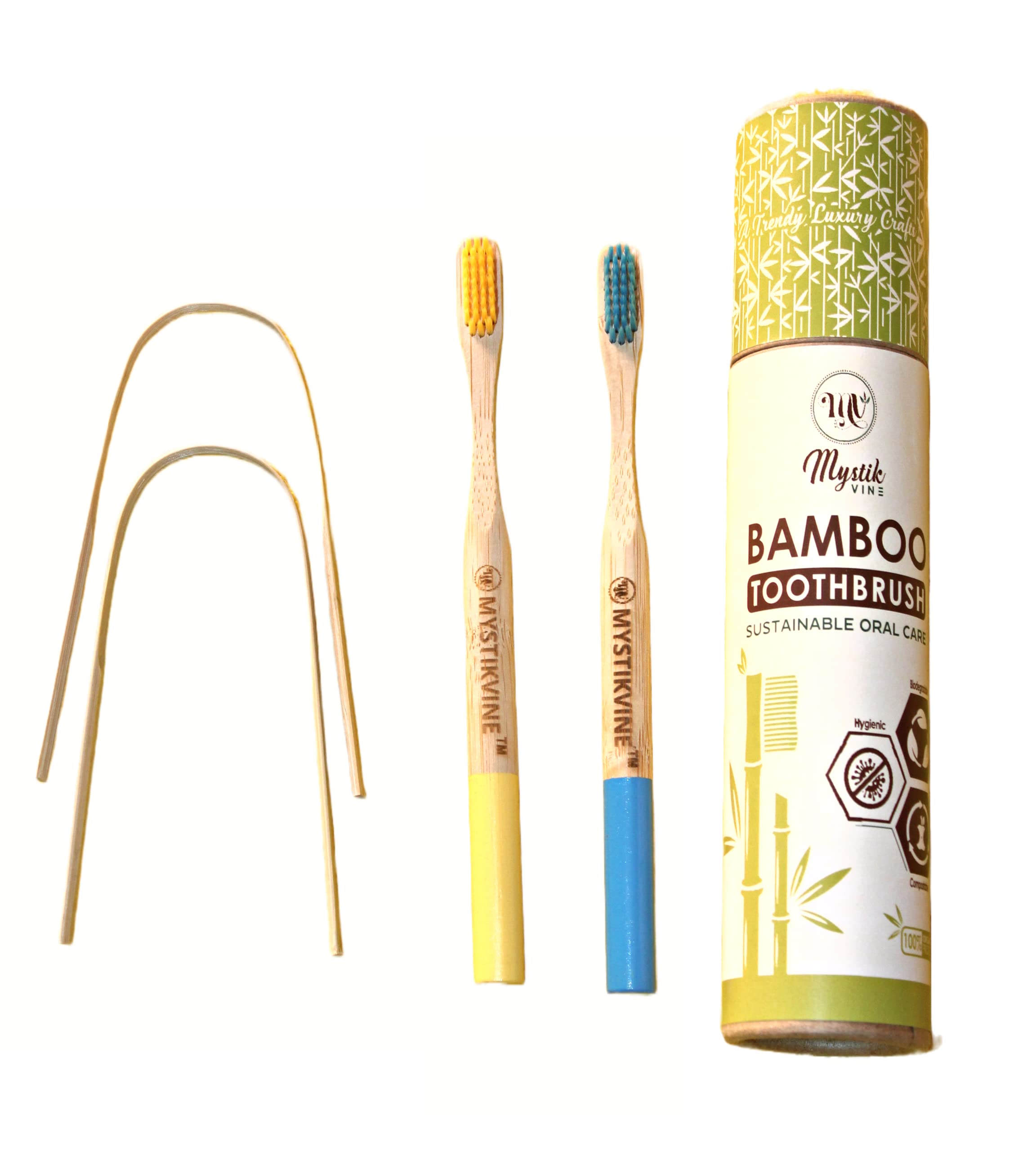 Mystik Vine Bamboo Manual Toothbrush For Adults In Round Colour Handle With Activated Charcoal Bristles And Smoothed Finished Bamboo Tongue Cleaner (Combo, Pack Of 2) (B0BRZXR31D) Amazon Price History, Amazon Price Tracker