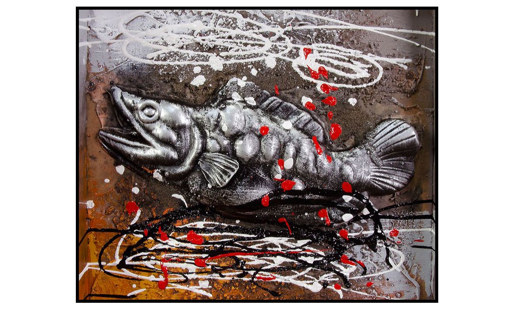 Amazon.co.jp: 立体造型油絵 作品No.【3D-FISH】洗練されたデザインと