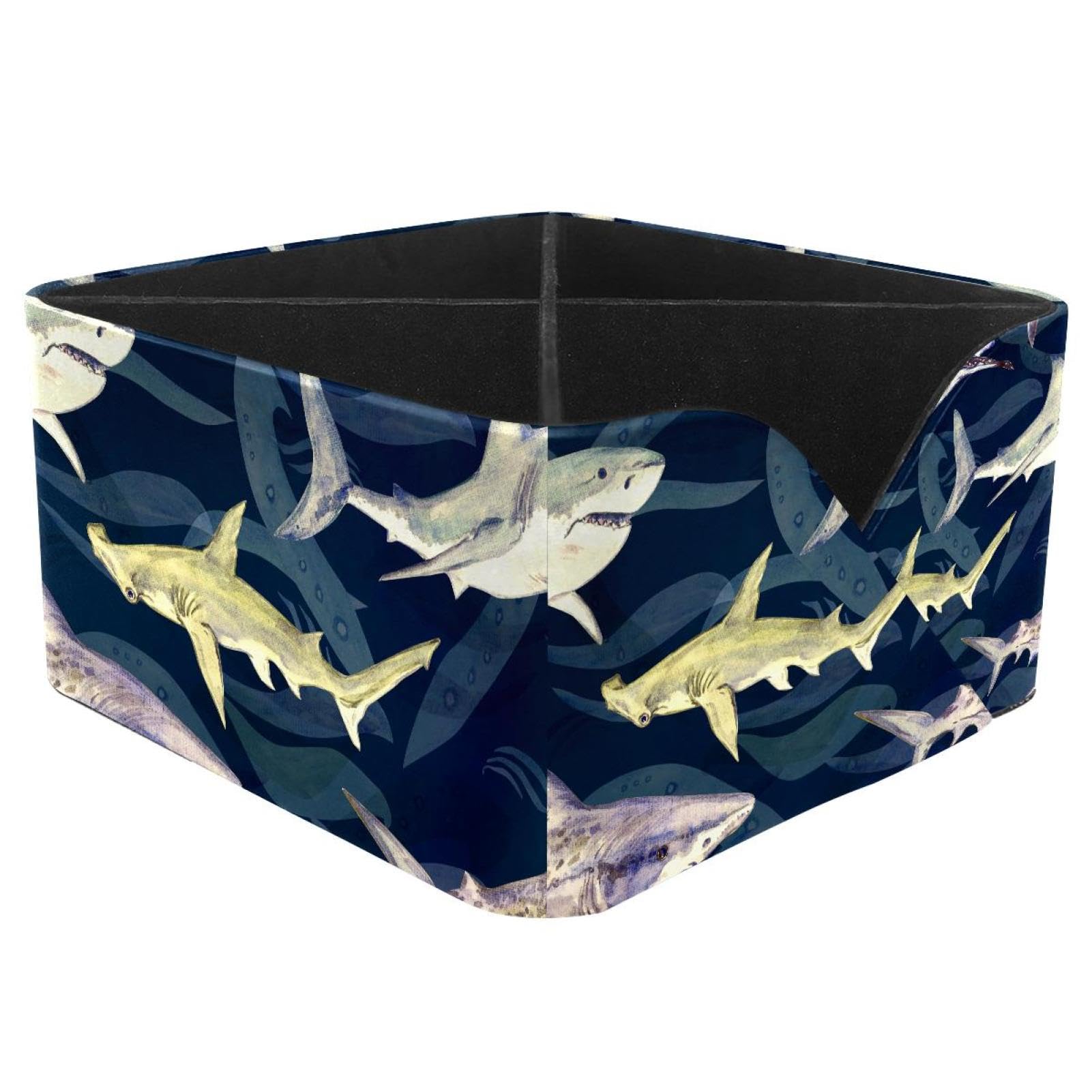 KengjuTesu Tiger Shark Desktop Organizer Pen Holder, Rectangular Pencil Cup for Office, Study and Makeup Stations