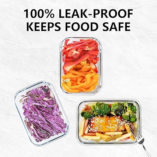 Miniatura 3 de Recipientes de sellado al vacío para almacenamiento de alimentos, 3 recipientes sellados para alimentos con tapas (sellador al vacío no incluido)