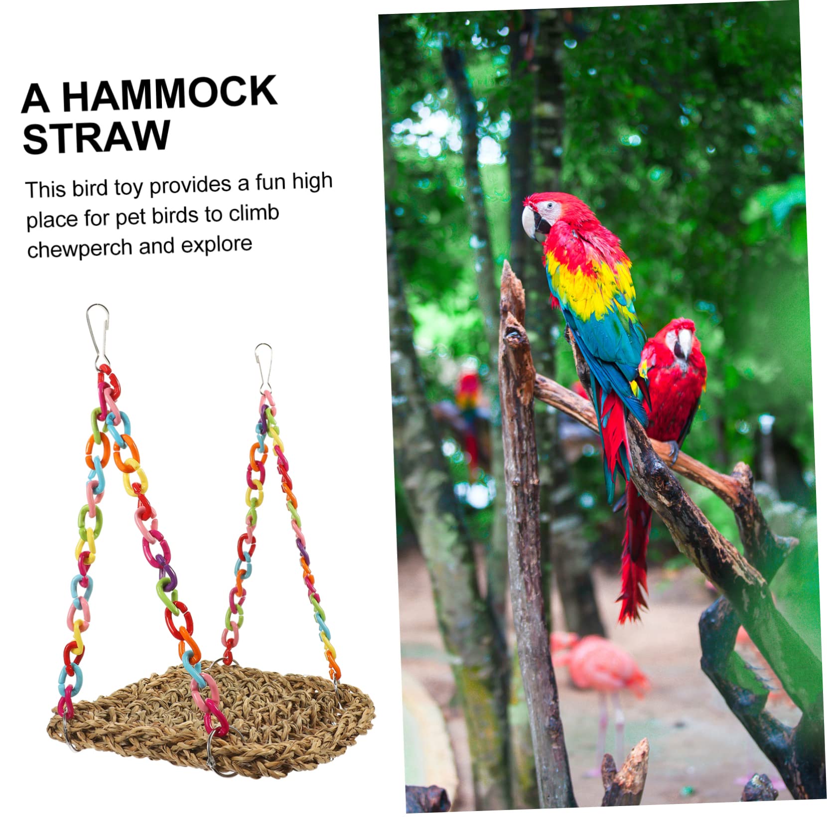 Sosoport 3stücke Vogelspielzeug Aus Naturmaterialien Kletter Und Schaukelspielzeug Für Papageien Und Sittiche Strapazierfähiger Stand Mit Grasmatte Bietet Platz Für Körperliche