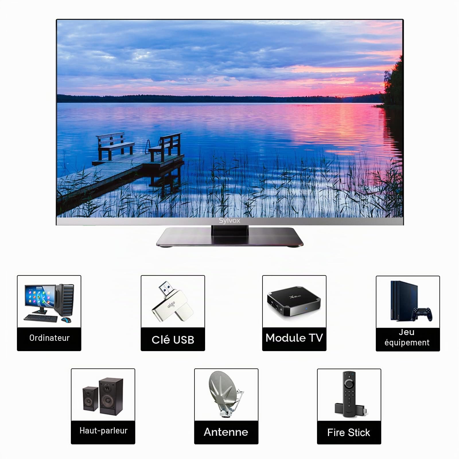 SYLVOX 22" Smart Google 12V TV pour Camping - 1080P, Lecteur DVD Intégré