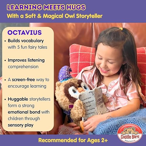 Miniatura 6 de Cuddle Barn | Octavius The Storytelling Owl 12" Animated Stuffed Animal Plush Toy | Eyes Light Up, Mouth Moves and Head Sways | Wizard Owl Recites 5