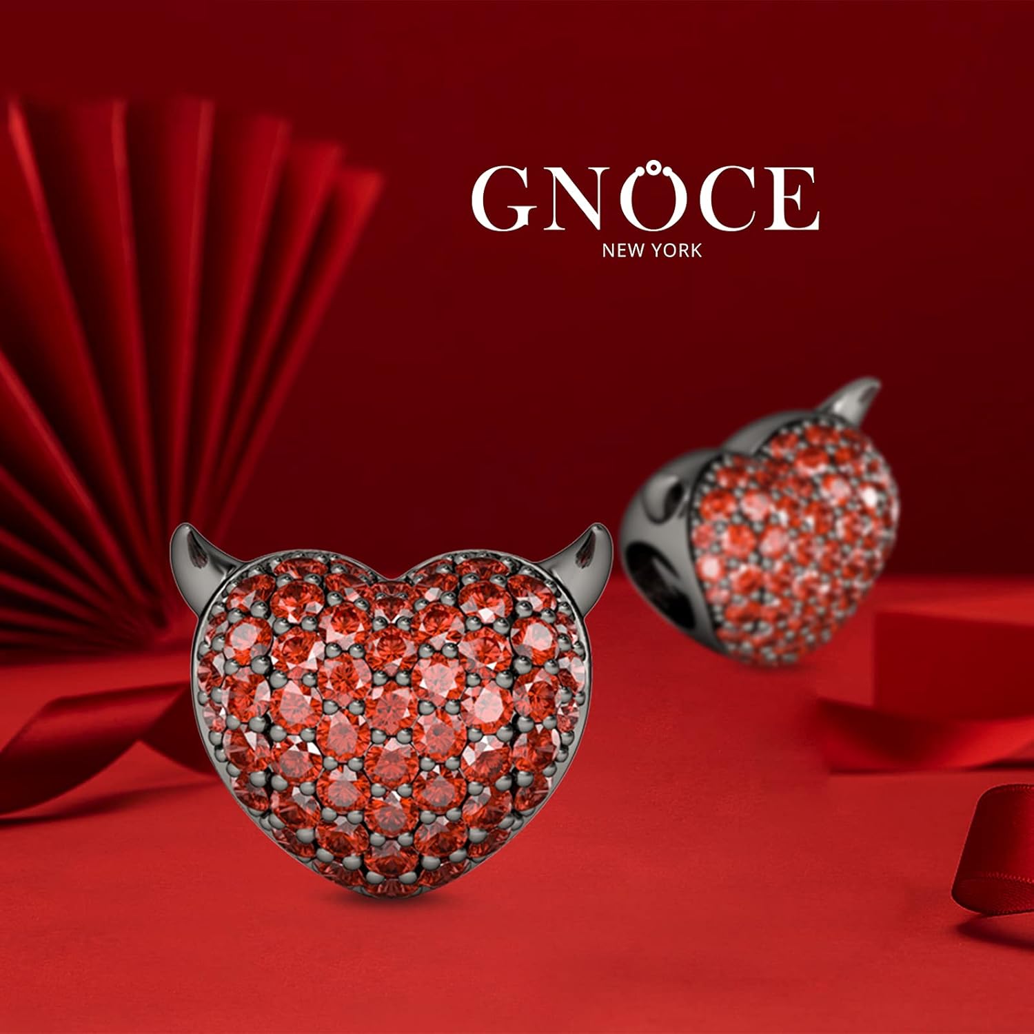 GNOCE Devil‘s Heart Charm Bead 925 Sterling Silver Charms Fits Women's Charm Bracelet/Necklace Jewelry For Birthday Gift - Image 2