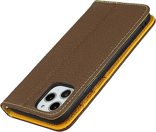 Miniatura 8 de FROLAN Funda de piel de vaca prémium para iPhone 11 Pro con bloqueo RFID, tarjetero de piel auténtica, protección contra caídas, a prueba de golpes,
