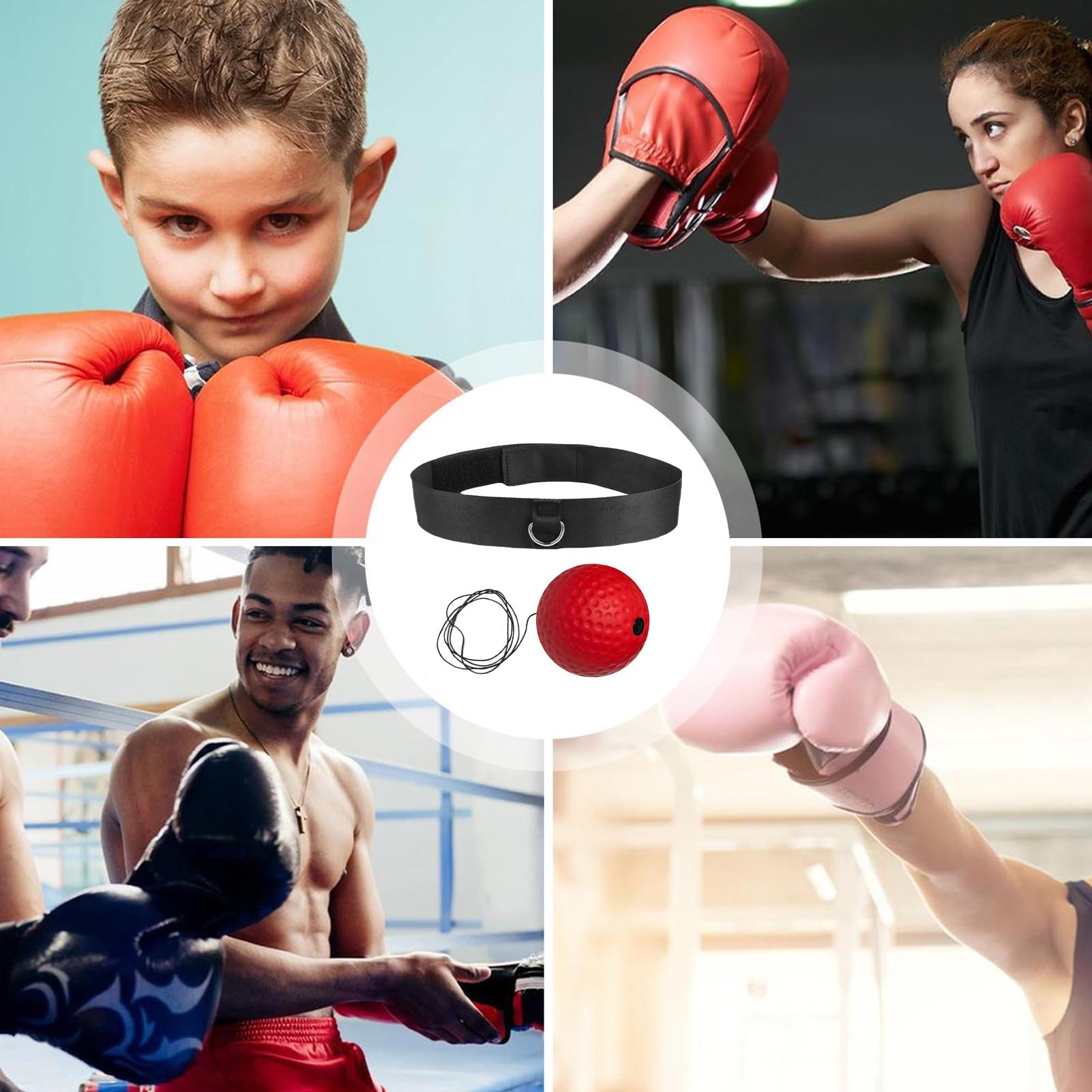 Boule De Boxe Avec Bandeau Réfléchissant – Nylon/PU, Améliore Réflexes Et Vitesse, Entraînement Fitness Intérieur, Cadeau Enfant