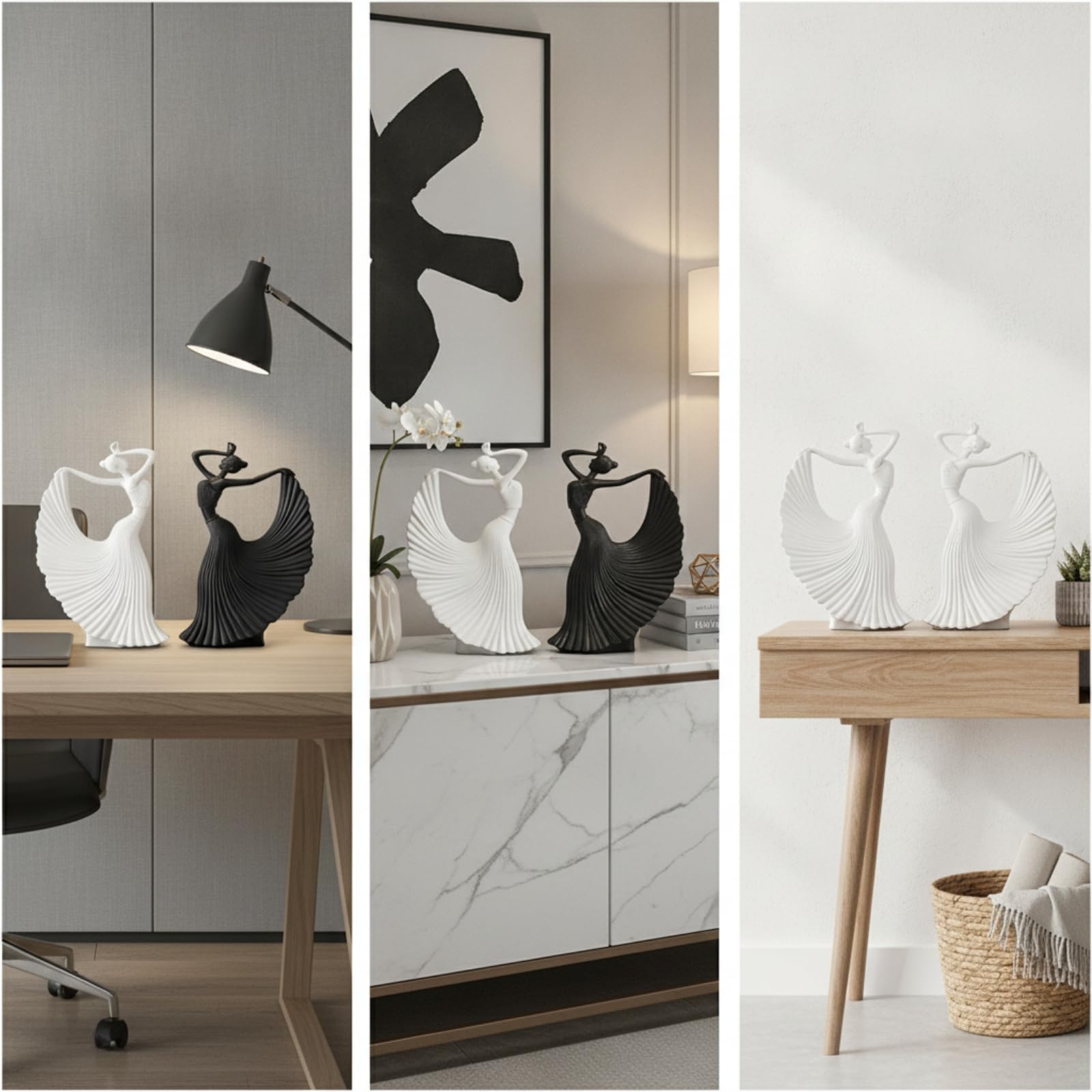 Minimalistas Estatuillas Mujeres s Artísticas Figura Pareja para Recibidor, Y Negro