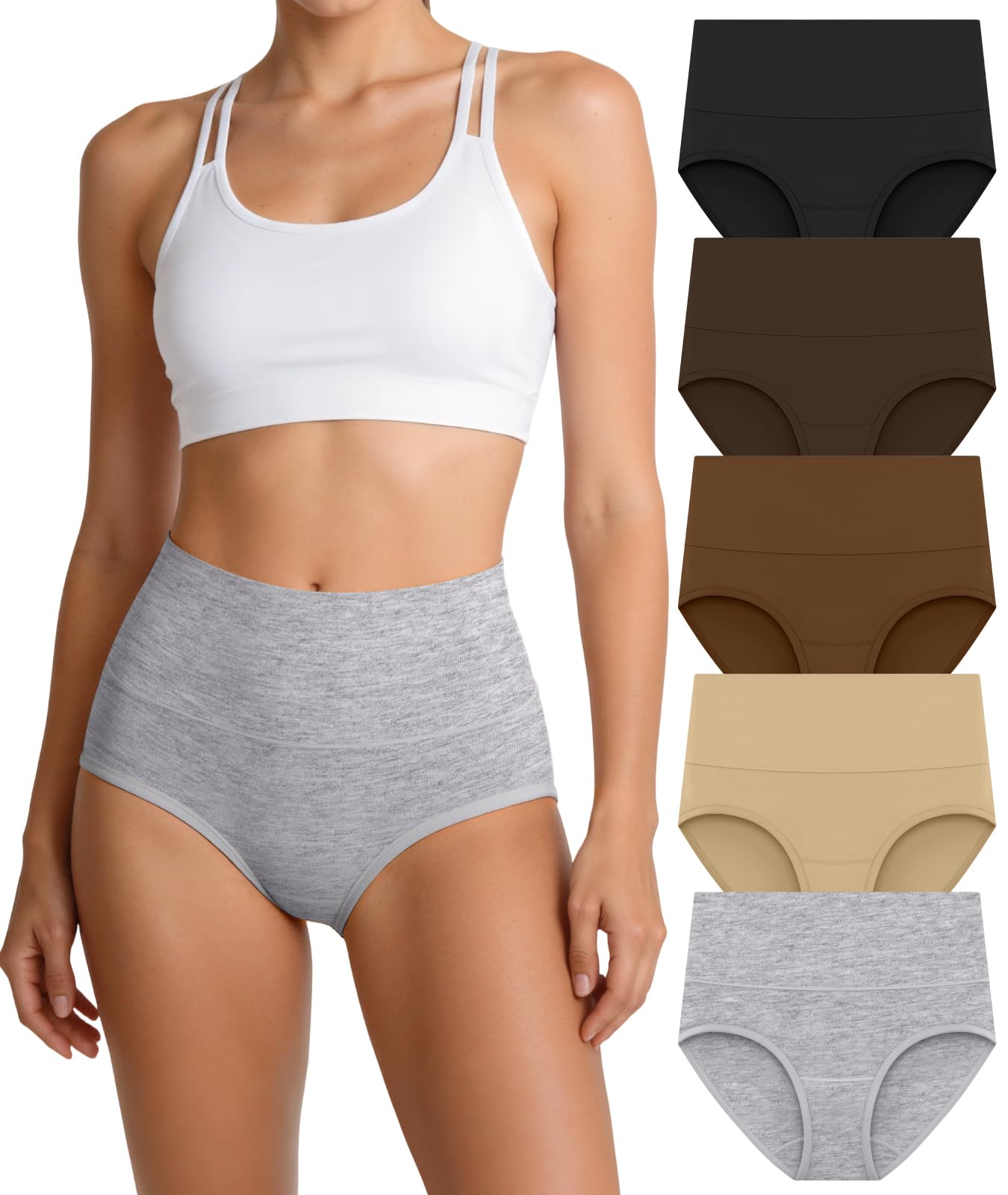 Photo 1 of Villabliss Women's Underwear Cotton Briefs Full Coverage Ladies Panties Double Layer Crotch Breathable Stretchy Soft 5 Pack(Regular & Plus Size)