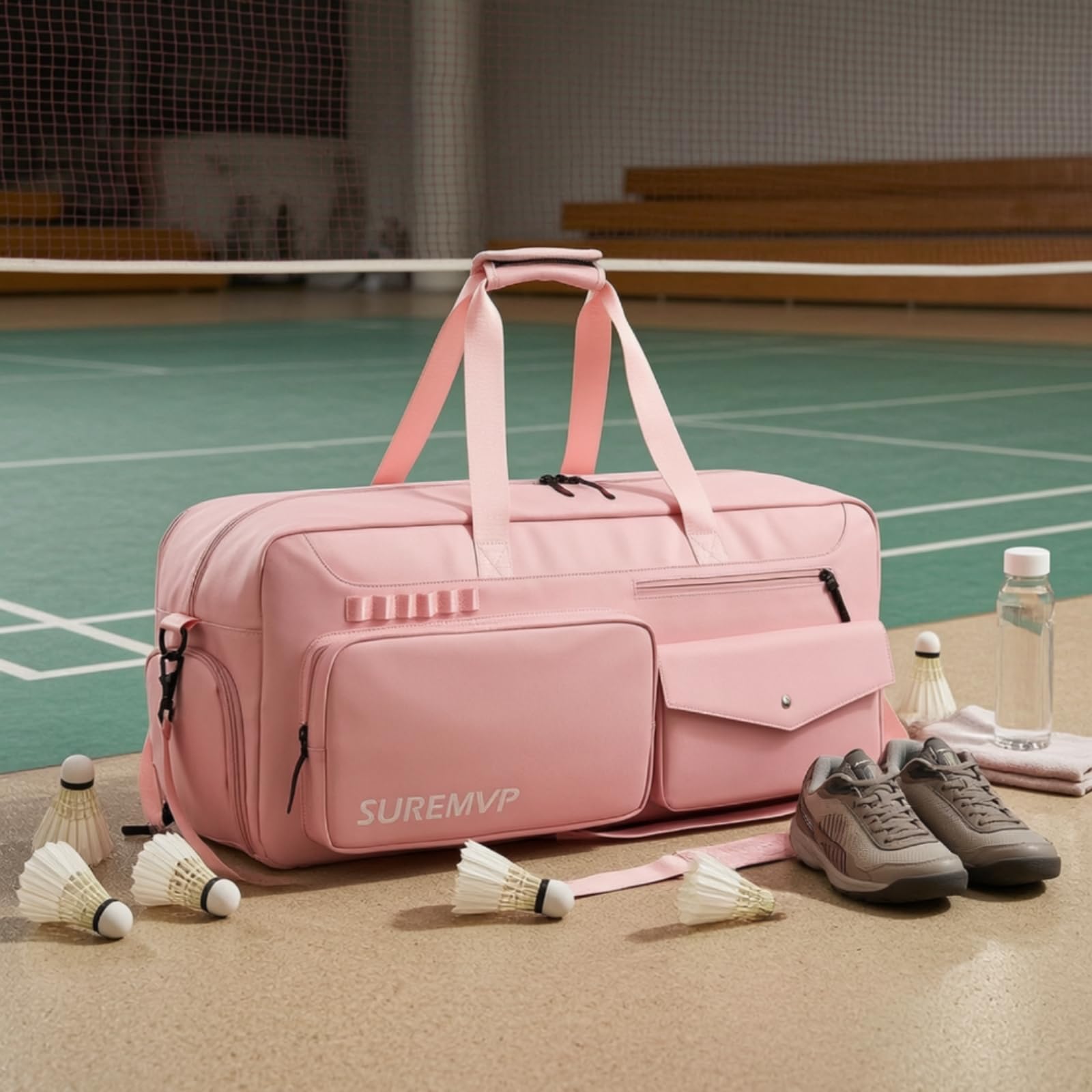 harayaa Borsa Porta Racchette Borsa Tennis Borsa Sportiva Custodia Attrezzatura Borsone Palestra con Tasca Scarpe Separata E Fodera Termica in Poliestere, Array, Bianco E Blu