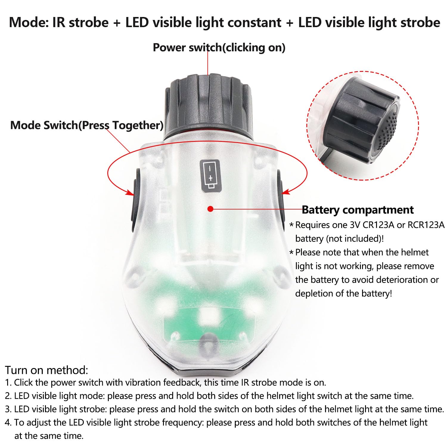 Tactical IR Strobe Helmet Light Military Identification Light with LED Visible Light Constant-on & Strobe Survival Signal Light (Tan-Green)