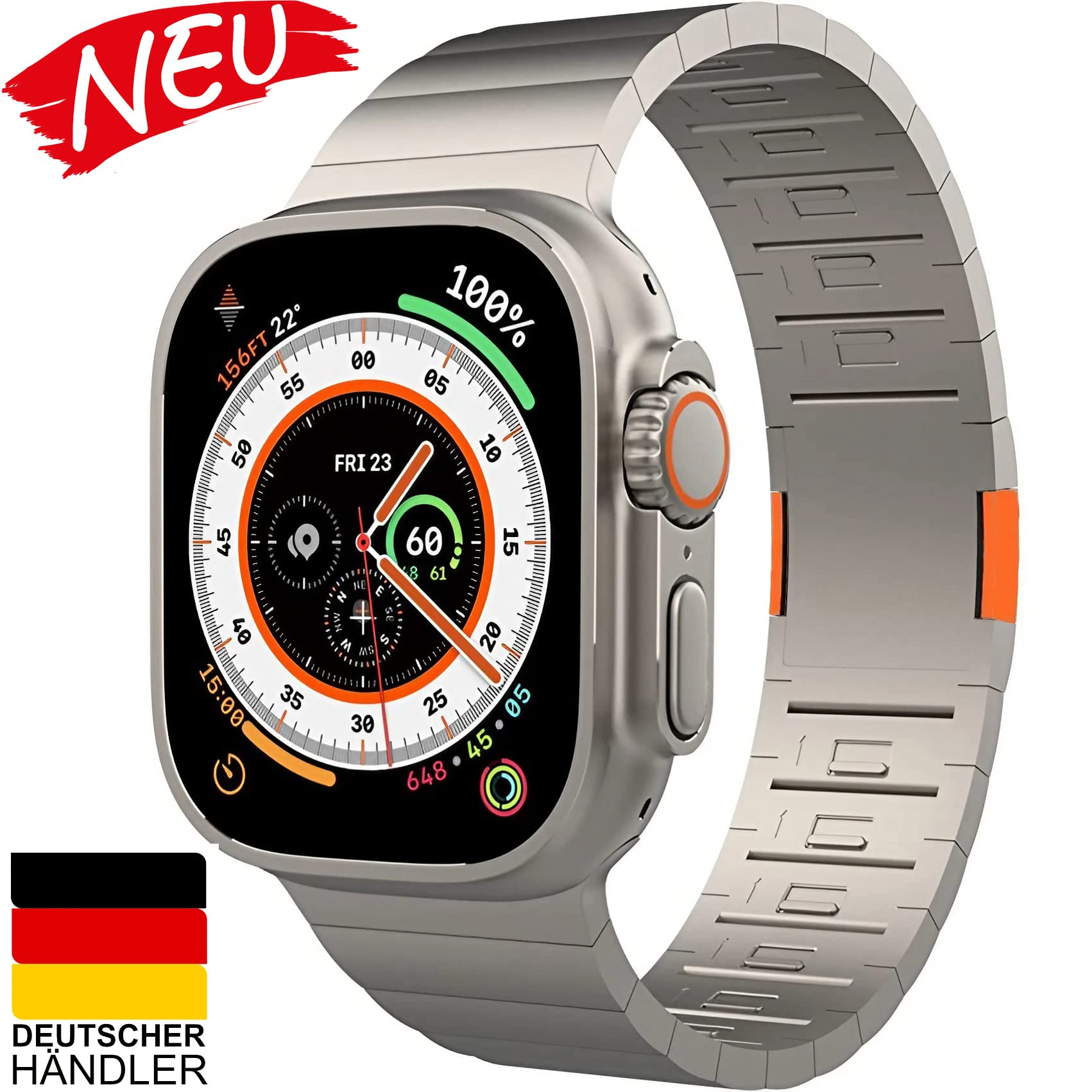Bransoletka kompatybilna z ultra bransoletką 49 mm, stal nierdzewna, zapasowy pasek kompatybilny z Apple Watch Ultra (Titan)