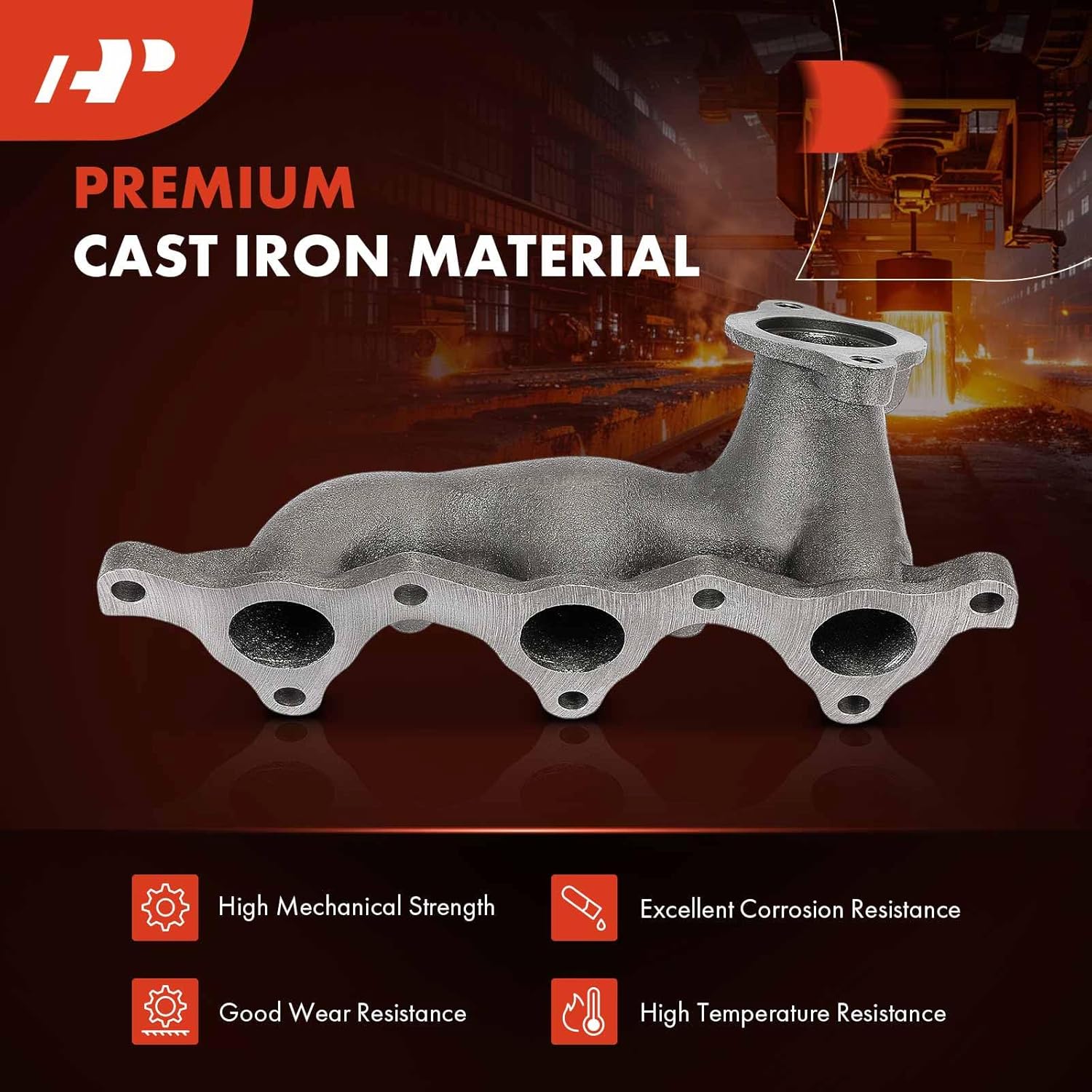 A-Premium Left Side Exhaust Manifold Kit W/Studs [V6 3.8L] Compatible with Mitsubishi Montero 2003 2004 2005 2006