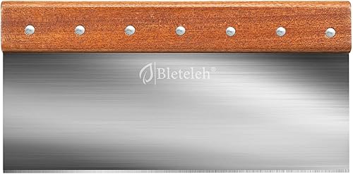 Miniatura 2 de Raspador de bancomasa de 10 pulgadas de largo, hoja de acero inoxidable, herramienta de cocina comercial con mango de madera (10 pulgadas de largo)