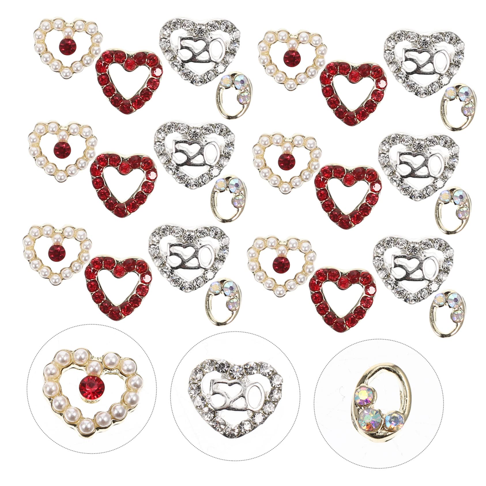 COHEALI 4 Set Decorazioni Per Unghie Cuore Ciondoli Per Unghie San Ciondoli Per Unghie Strass Set 40 Pezzi * 4