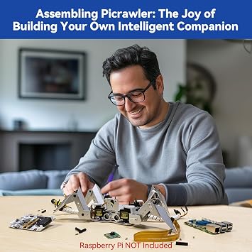 SunFounder PiCrawler AI Robot Kit for Raspberry Pi 5/4/3B+/Zero 2W, Openclaw LLMs ChatGPT/Gemini/Grok, Voice&Video Recognition, Python/Scratch, Mic, Camera (RPI NOT Included)