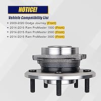 Vista 6 de KUSATEC 513286 Conjunto de 2 piezas de cojinete de rueda delantera y buje Compatible con Dodge Journey 2009-2017, Ram ProMaster 1500 2500 3500