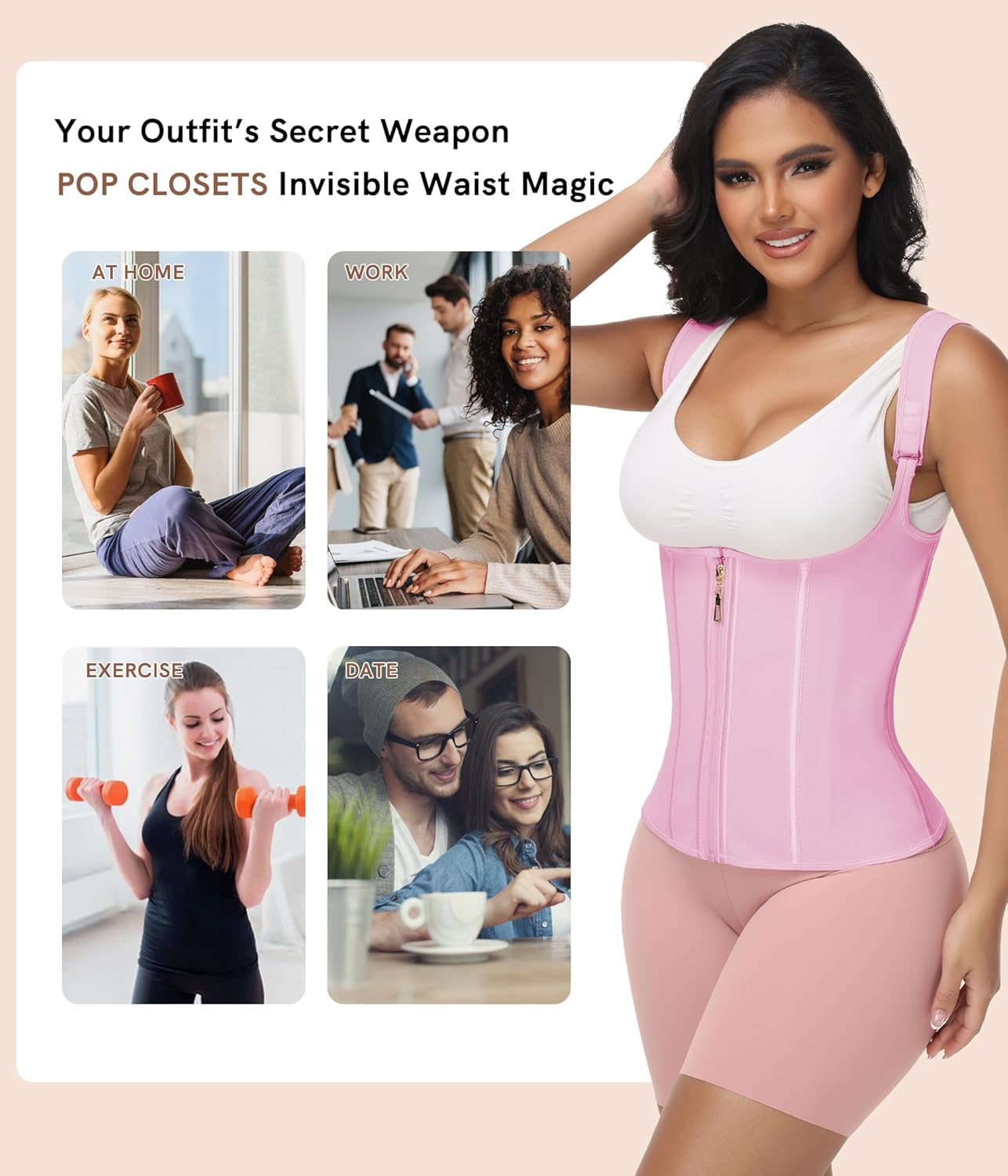 POP CLOSETS Waist Trainer for Women with Zipper and Hooks Fajas Colombianas Tummy Control Waist Cincher Shapewear - Image 5