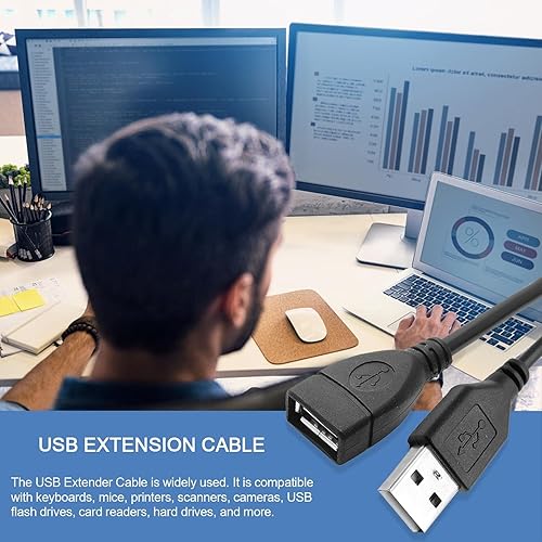 Miniatura 9 de Cable de extensión USB - Cable de extensión USB 2.0 macho a hembra - Extensor USB de múltiples longitudes para cámara web, auriculares VR,