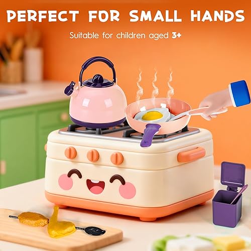 Miniatura 7 de 60 piezas de accesorios de cocina para niños, juego de cocina con utensilios de cocina, vajilla y juegos de frutas y barbacoa, regalo de aprendizaje