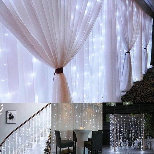 Miniatura 1 de Geanmoki Cortina de ventana de 306 luces LED para boda fiesta hogar jardín dormitorio decoración de pared interior y exterior