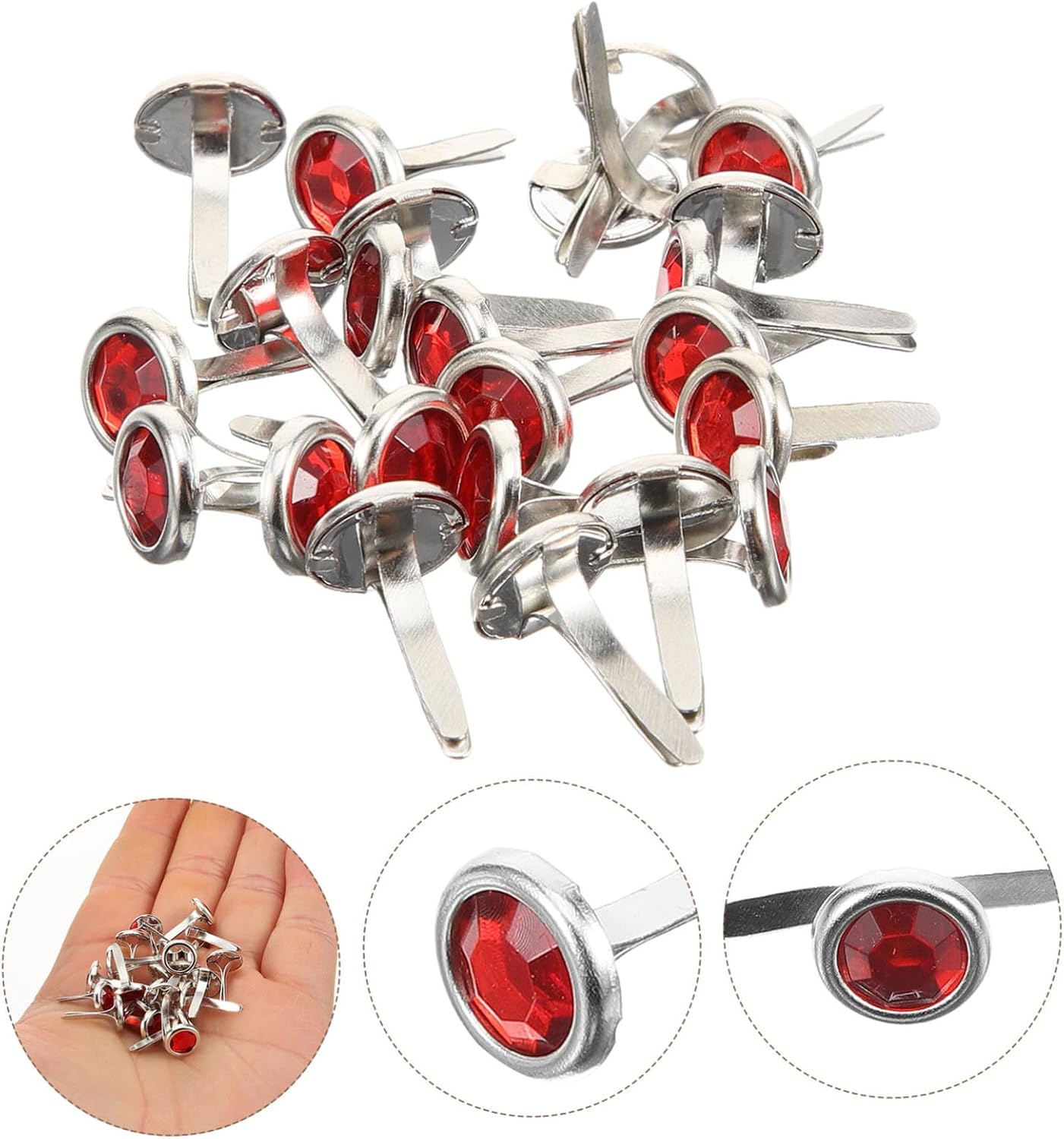 ETHZZLE 100pcs Round Metal Brads for Paper Crafts DIY Scrapbooking Fasteners Handcraft Nails Creative Accessories for Cards Making and Decoration