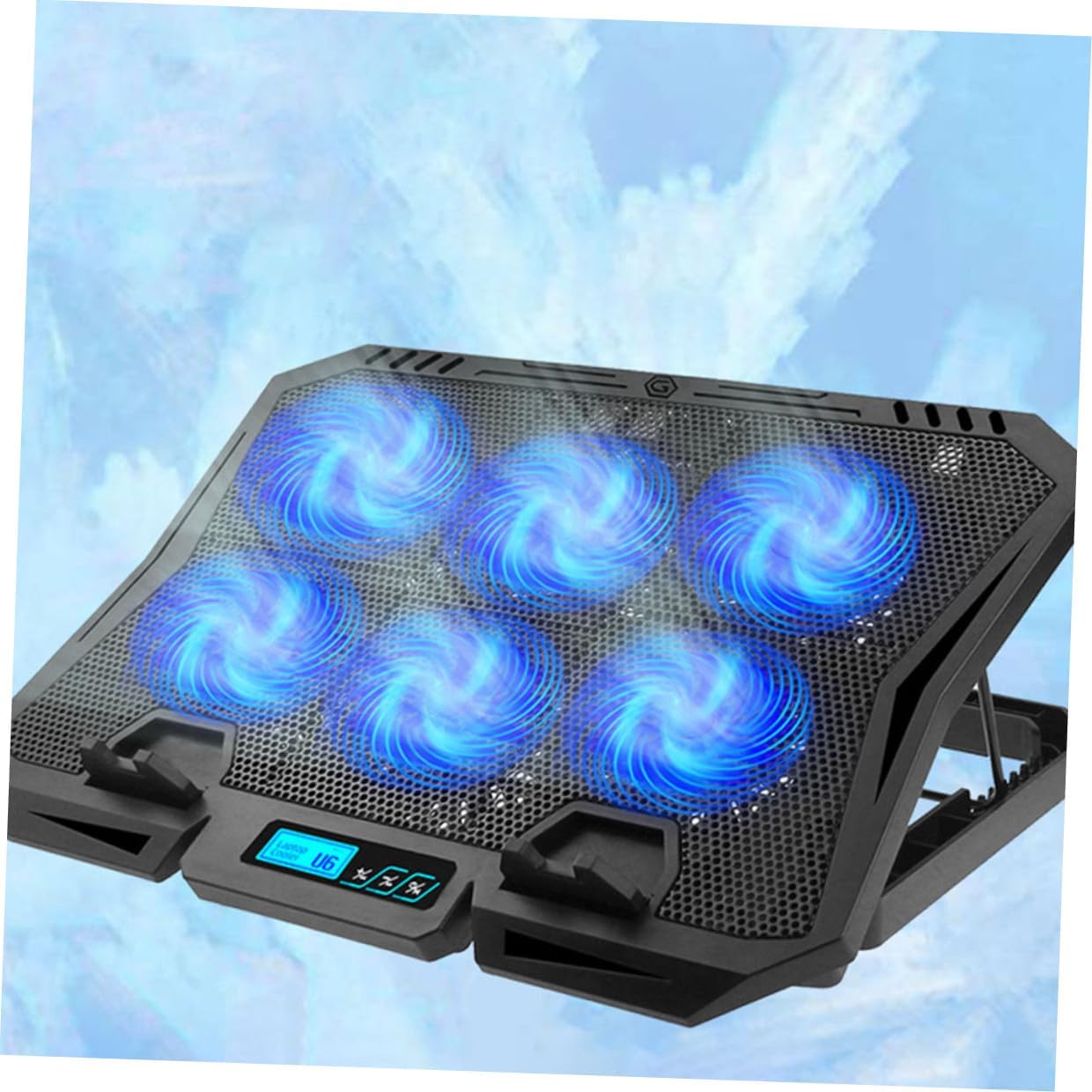 Laptop Cooling Pad with Fan 15.6-inch Quiet Adjustable Speed Cooling Stand for Notebook Laptops Blue LED Light for Gaming and Office Use