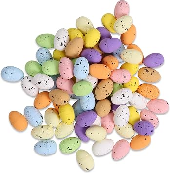 Pack of 50 Colorful Speckled Bubble Easter Eggs Set Perfect Decorations for Easter Party and Gifts for Kids 1.5cm x 1.8cm Set of 50