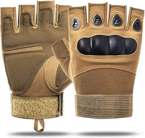 Miniatura 7 de Guantes de entrenamiento sin dedos para hombres con protección de nudillos para deportes al aire libre Negro,Verde,Beige