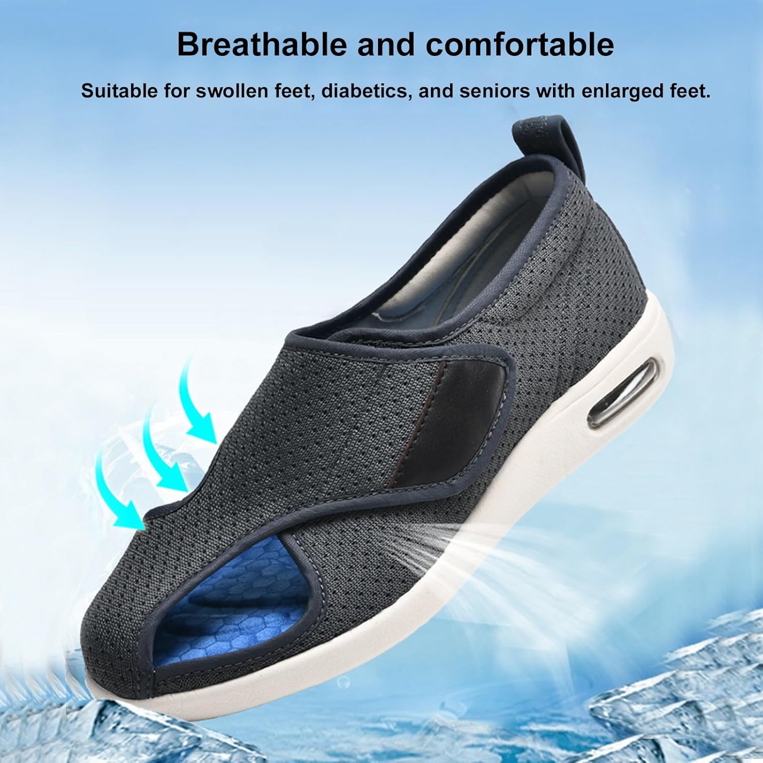Wide Diabetic Shoes,Comfortable Supportive Breathable Designed for Elderly with Swollen Feet