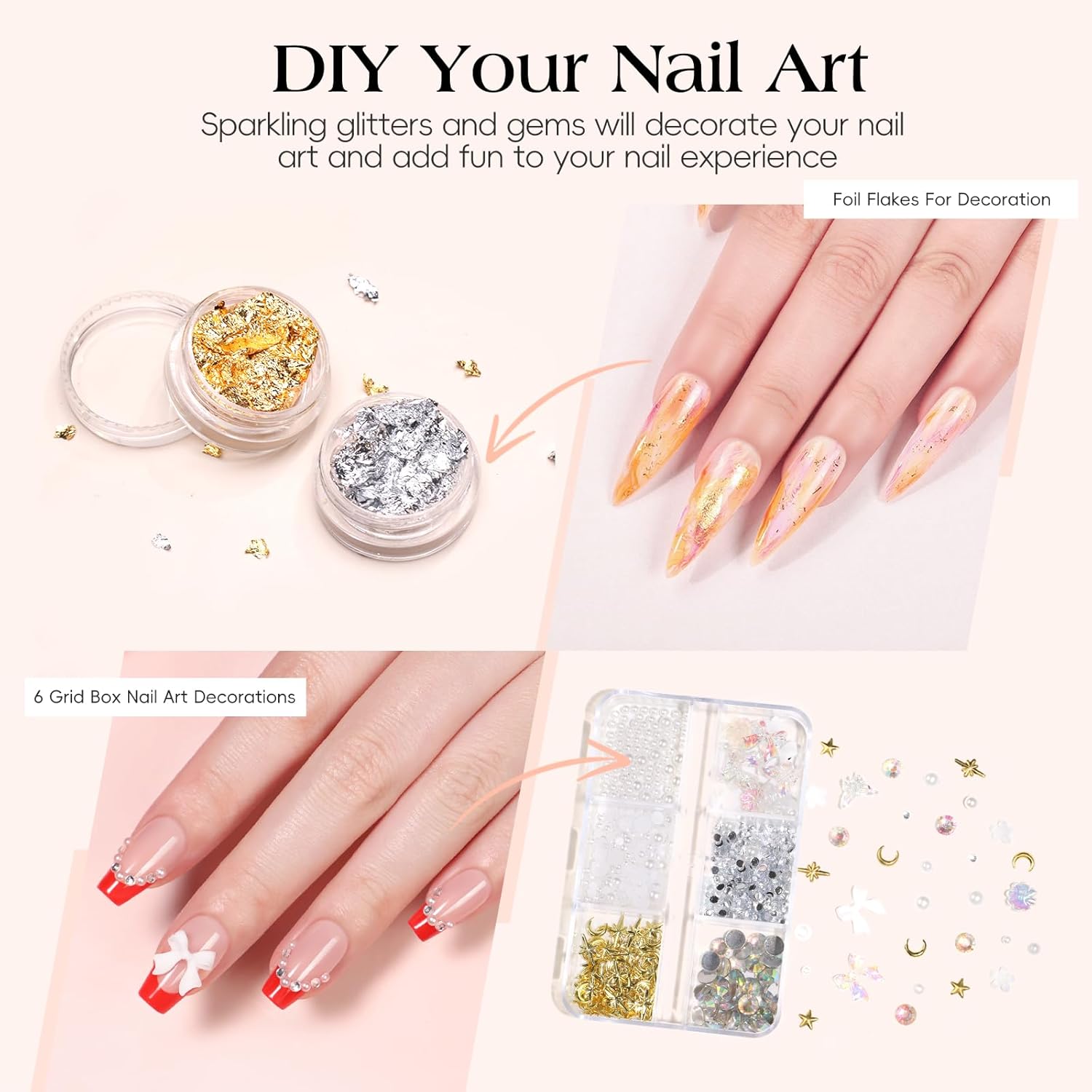 COSCELIA 67PC Two-Type Gel Nail Polish Kit with U V Light, 25pcs Gel Polish with 15 Colors Poly Extension Gels for Beginners with Everything Glitter Decorations French Manicure Gifts for Women